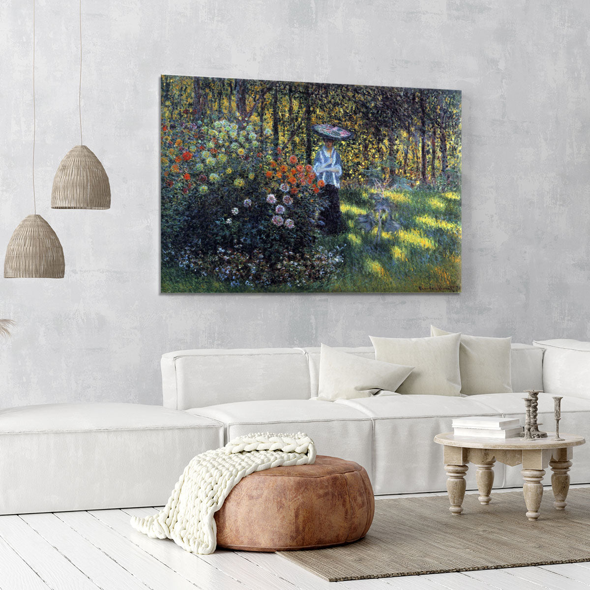 Woman with a parasol in the garden of Argenteuil by Monet Canvas Print or Poster - Canvas Art Rocks - 6