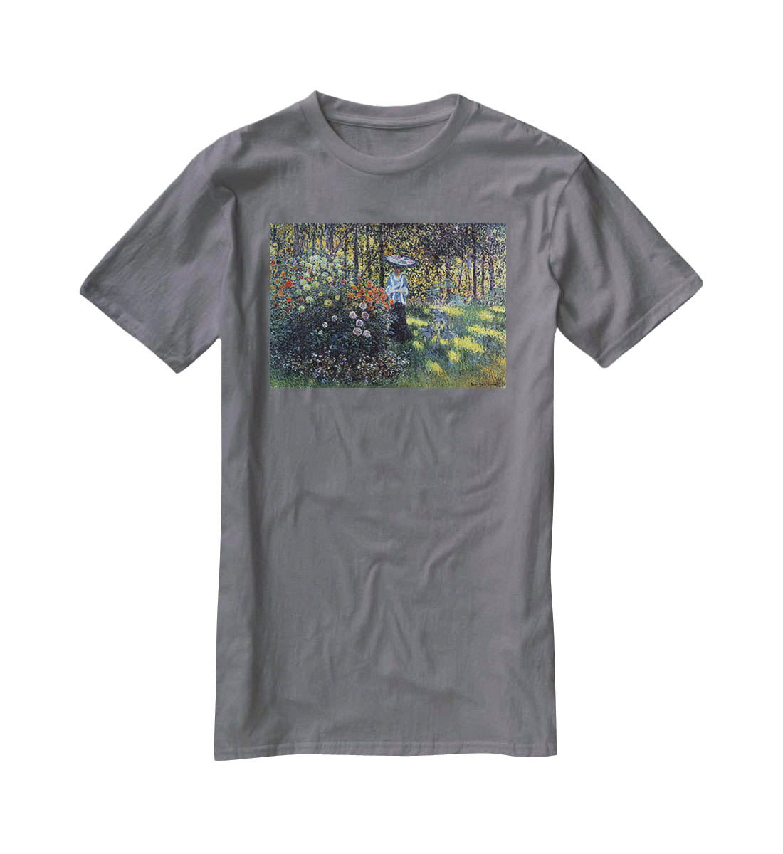 Woman with a parasol in the garden of Argenteuil by Monet T-Shirt - Canvas Art Rocks - 3