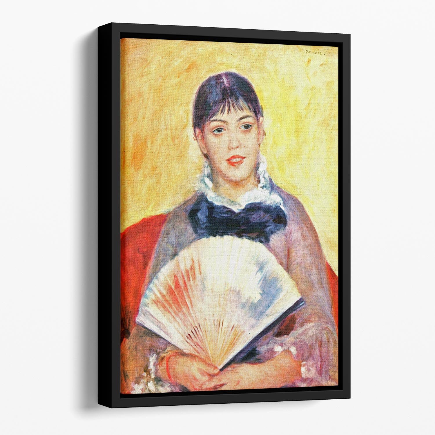 Woman with fan by Renoir Floating Framed Canvas