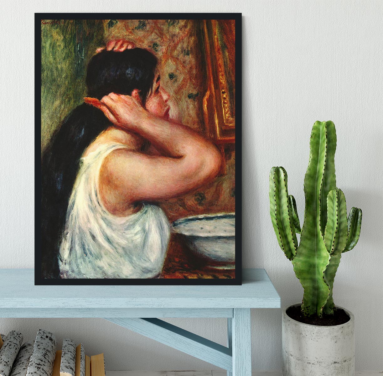Woman with hair combs by Renoir Framed Print - Canvas Art Rocks - 2