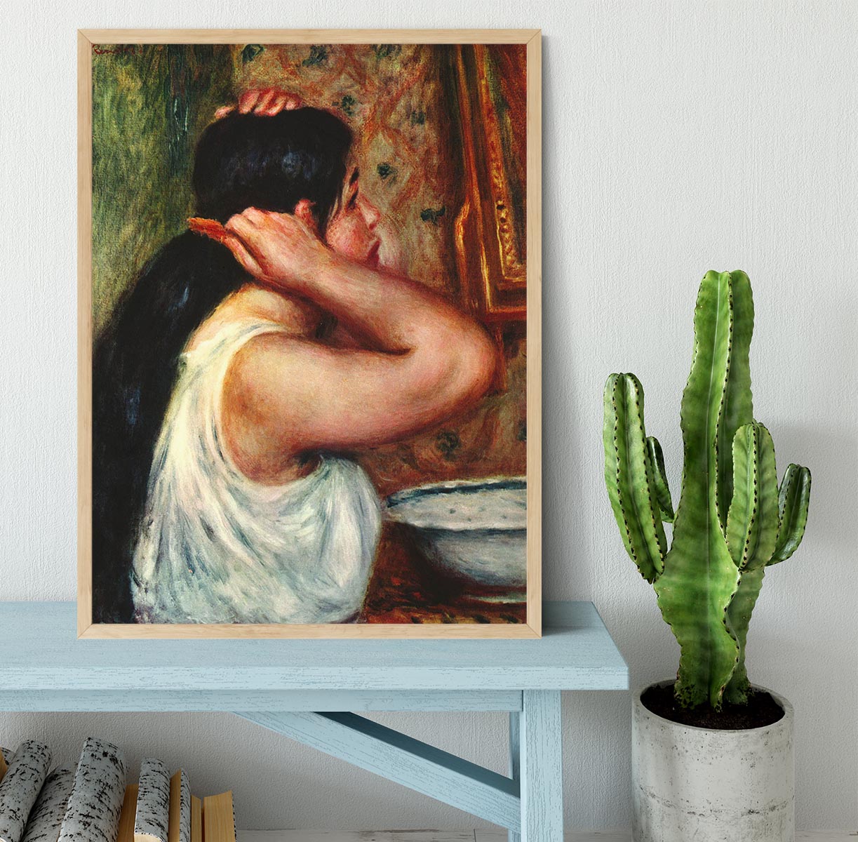 Woman with hair combs by Renoir Framed Print - Canvas Art Rocks - 4