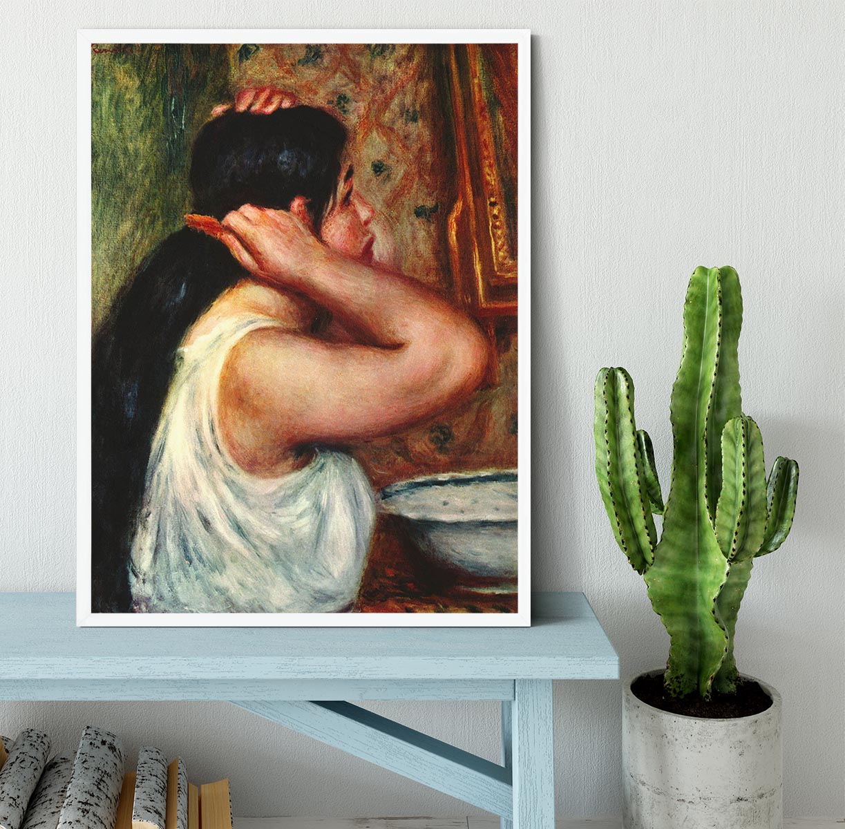 Woman with hair combs by Renoir Framed Print - Canvas Art Rocks -6