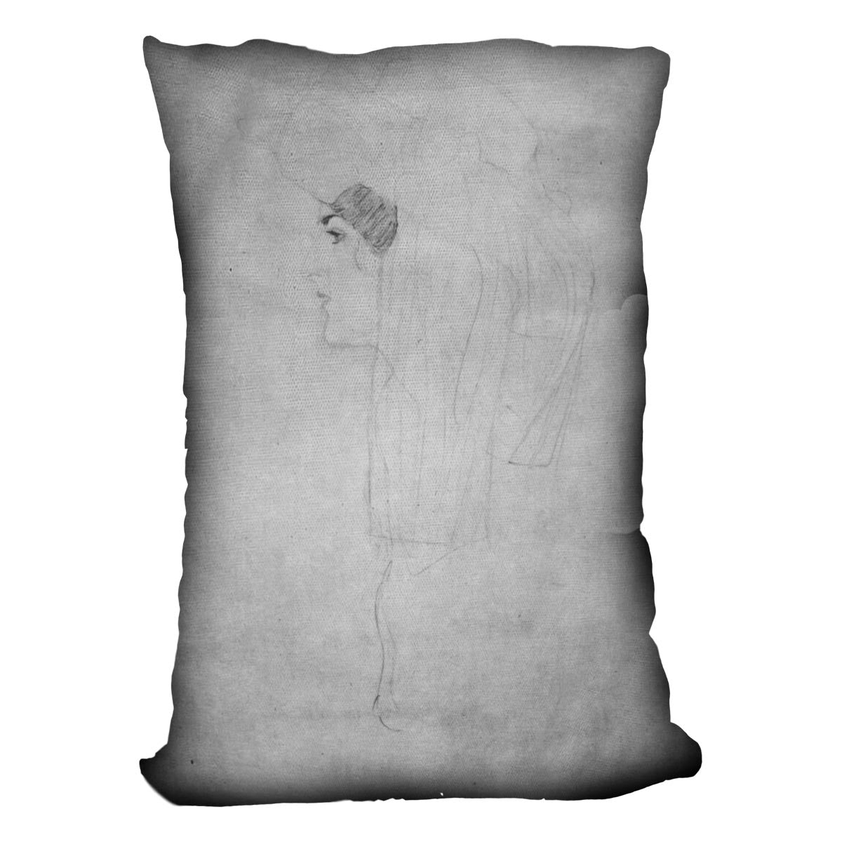 Woman with hat in profile by Klimt Cushion