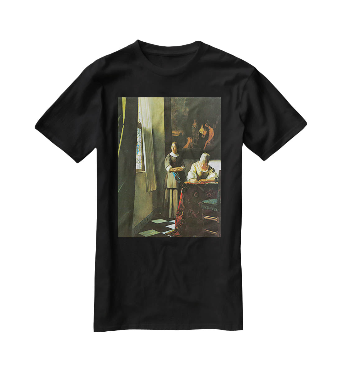 Woman with messenger by Vermeer T-Shirt - Canvas Art Rocks - 1