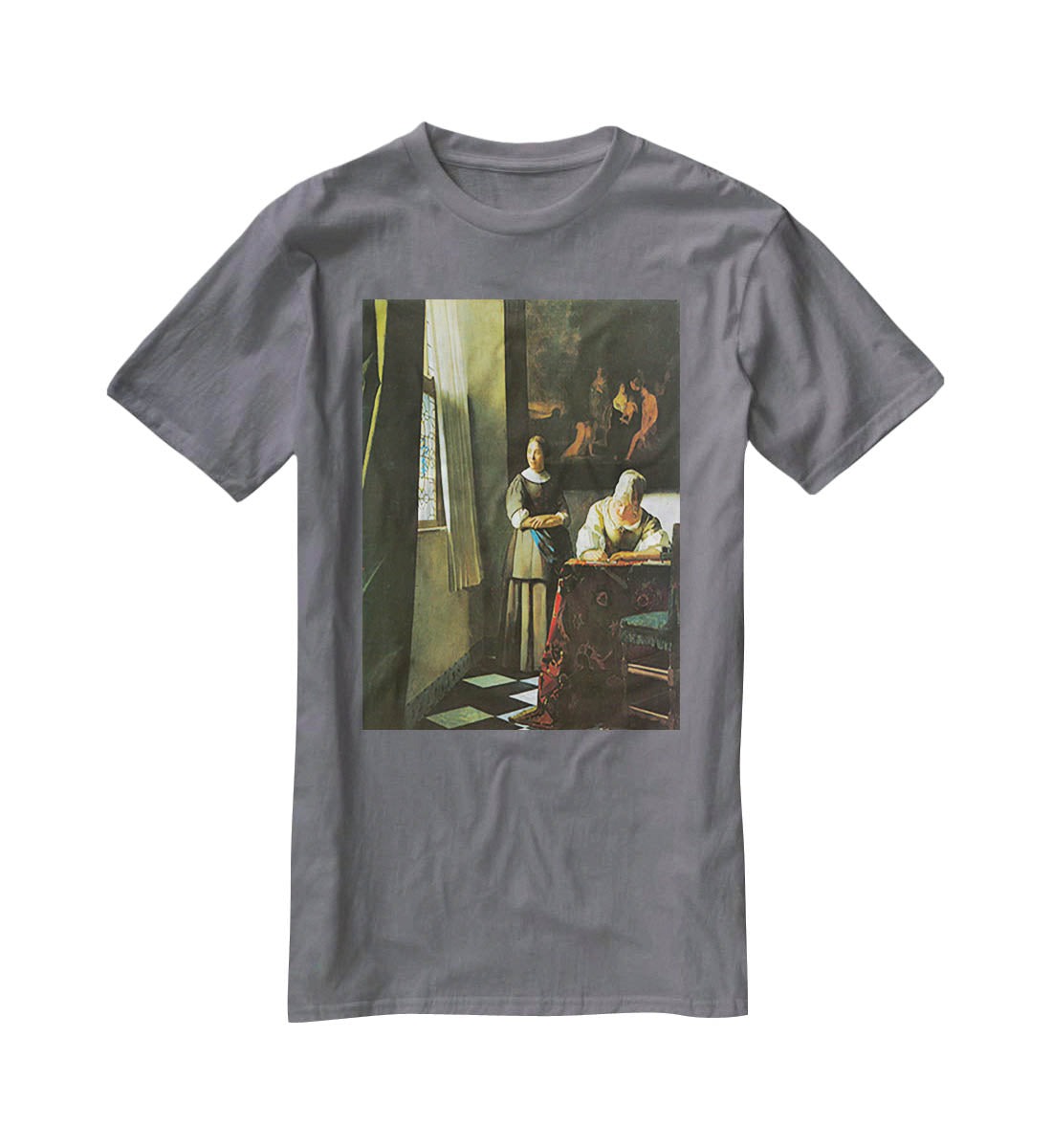 Woman with messenger by Vermeer T-Shirt - Canvas Art Rocks - 3