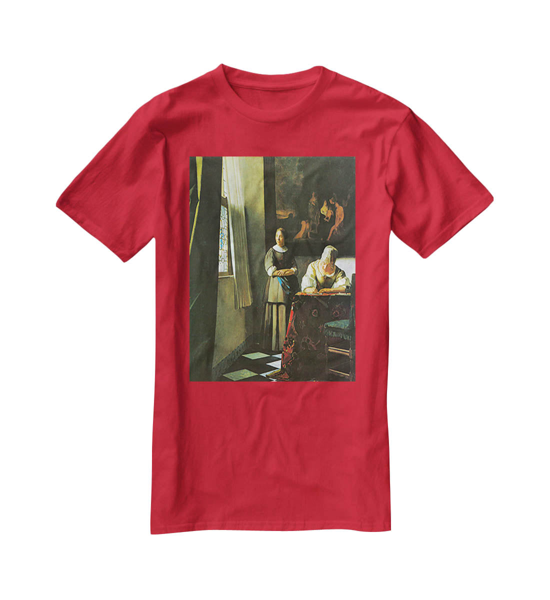 Woman with messenger by Vermeer T-Shirt - Canvas Art Rocks - 4