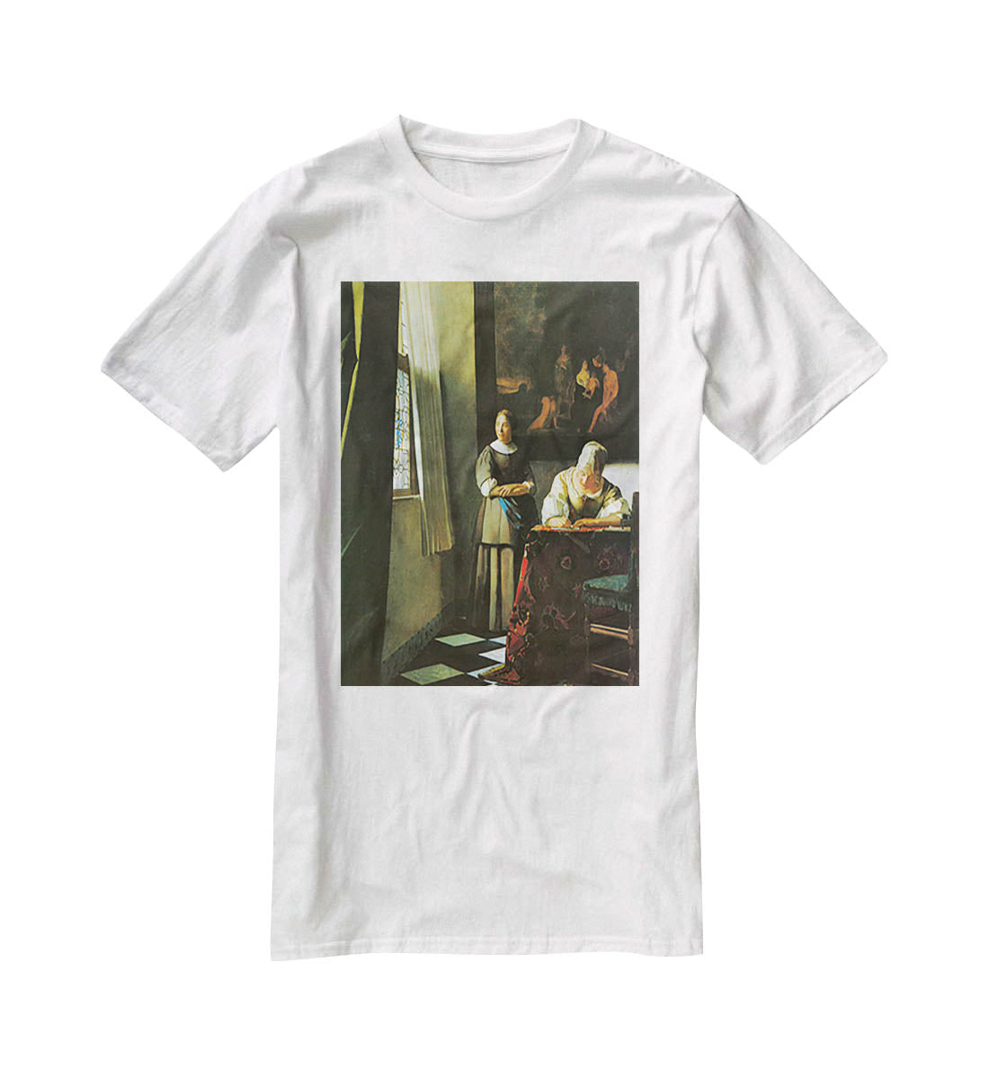 Woman with messenger by Vermeer T-Shirt - Canvas Art Rocks - 5