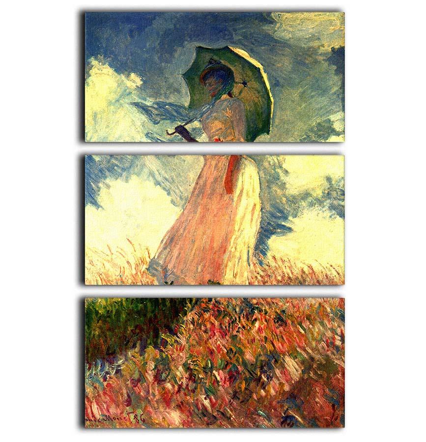 Woman with sunshade by Monet 3 Split Panel Canvas Print - Canvas Art Rocks - 1