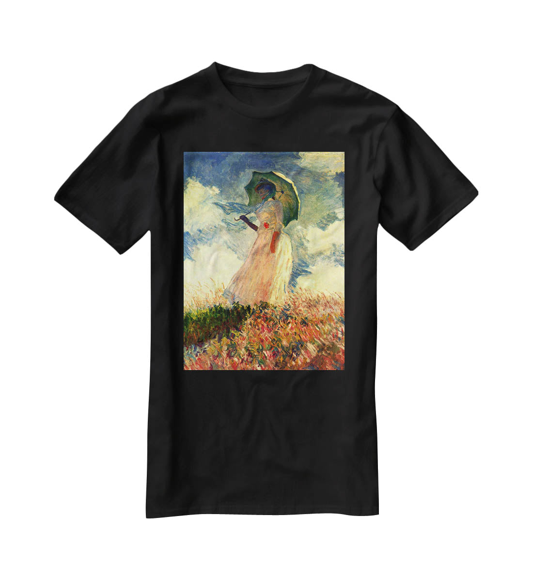 Woman with sunshade by Monet T-Shirt - Canvas Art Rocks - 1