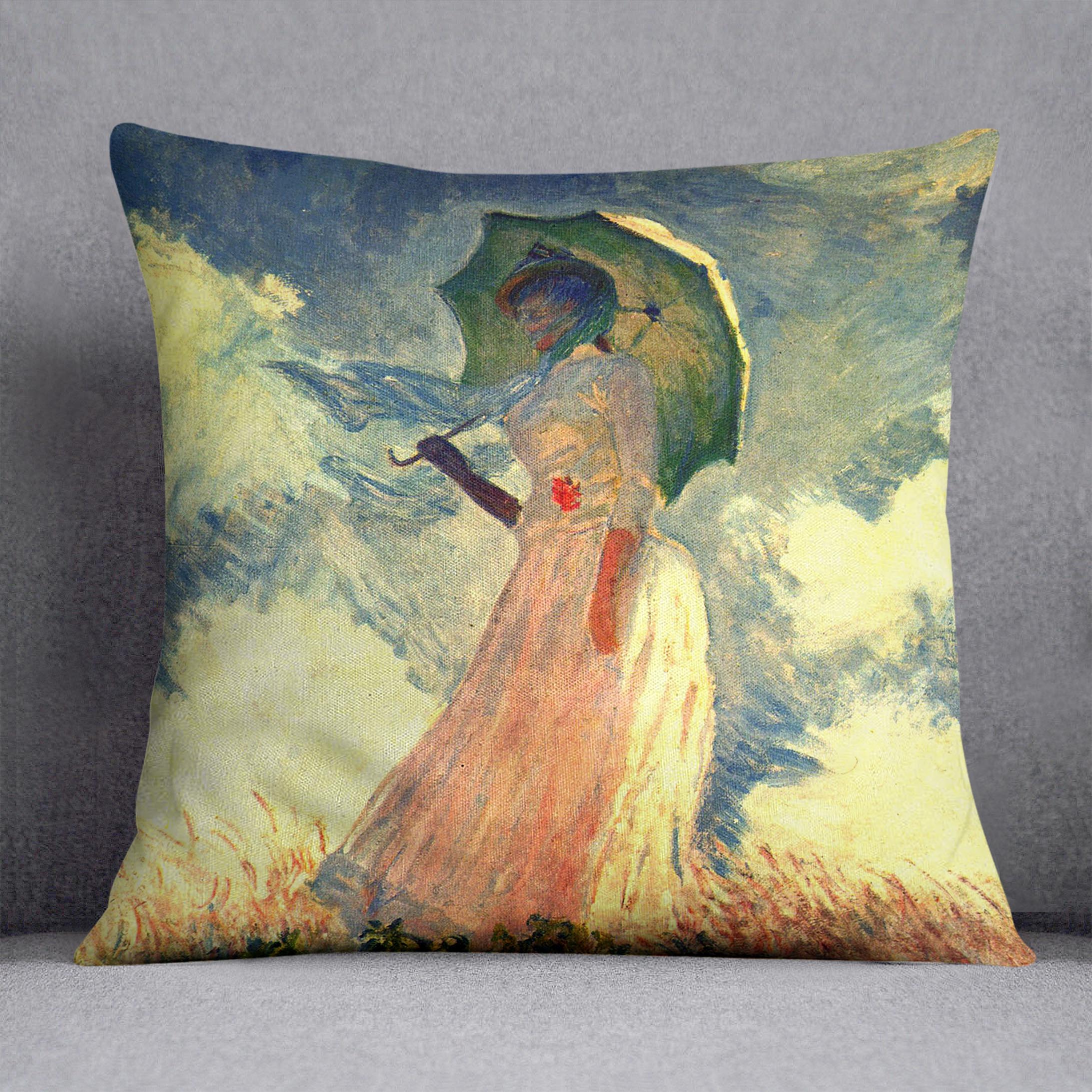 Woman with sunshade by Monet Cushion
