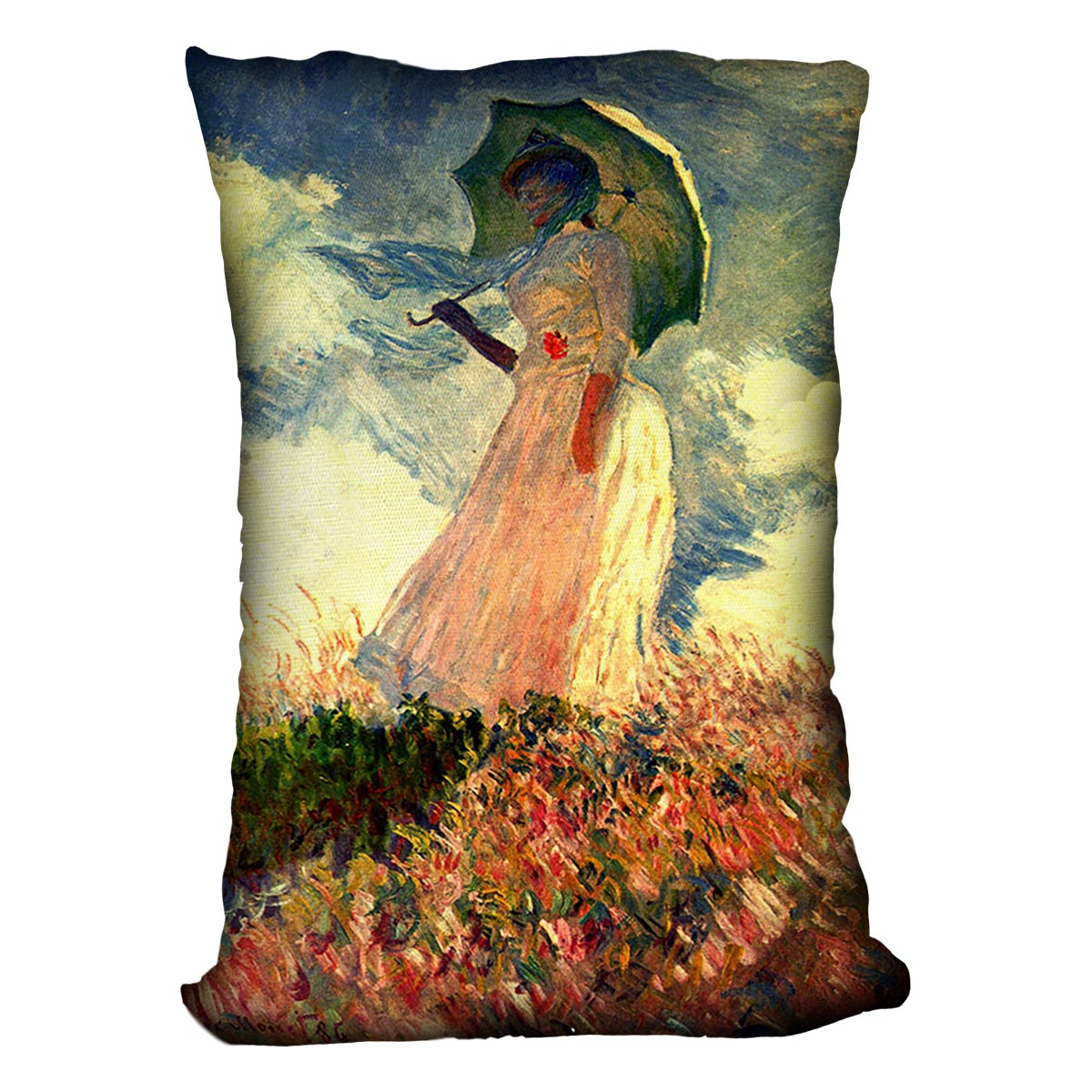 Woman with sunshade by Monet Cushion