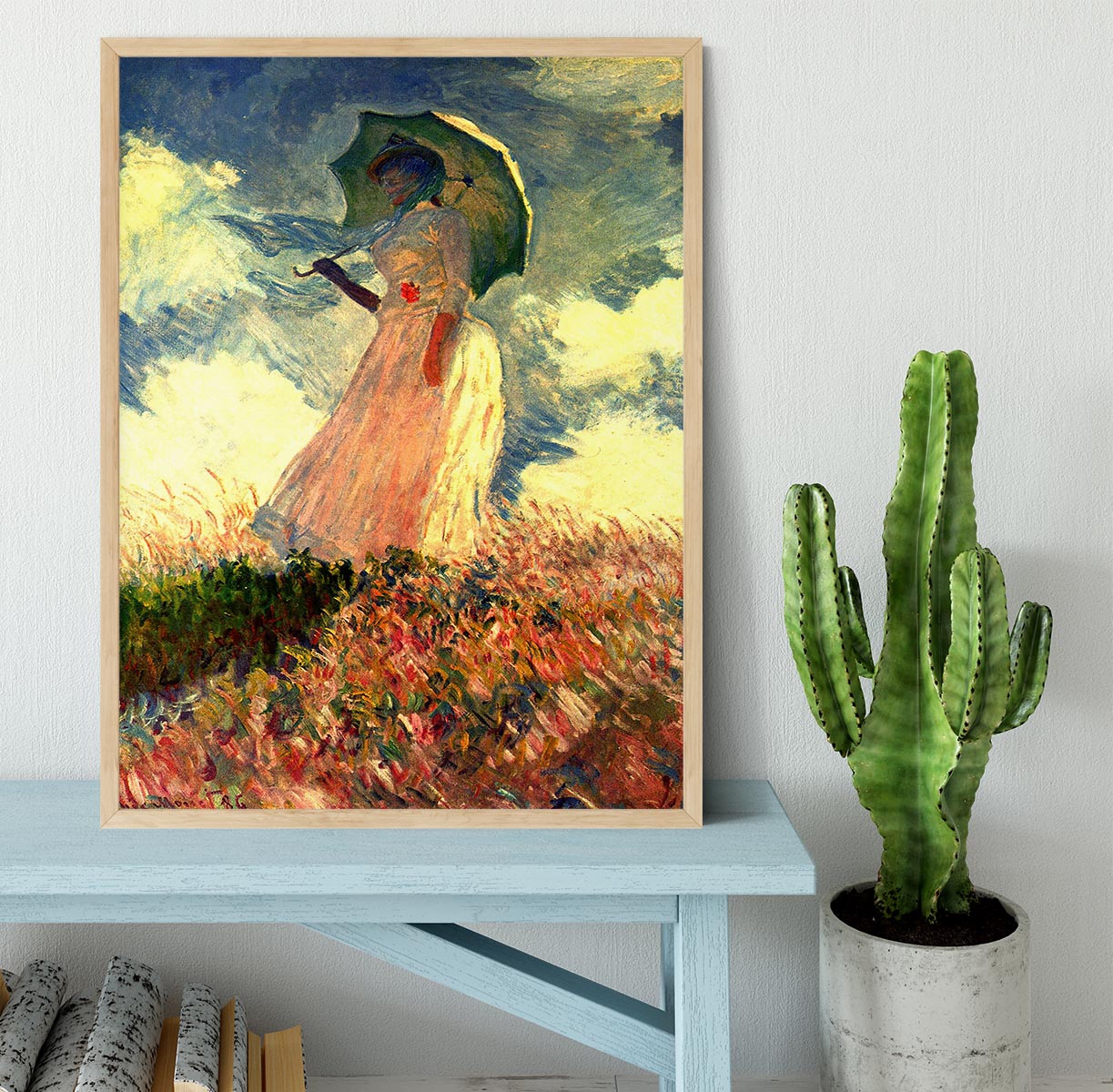 Woman with sunshade by Monet Framed Print - Canvas Art Rocks - 4