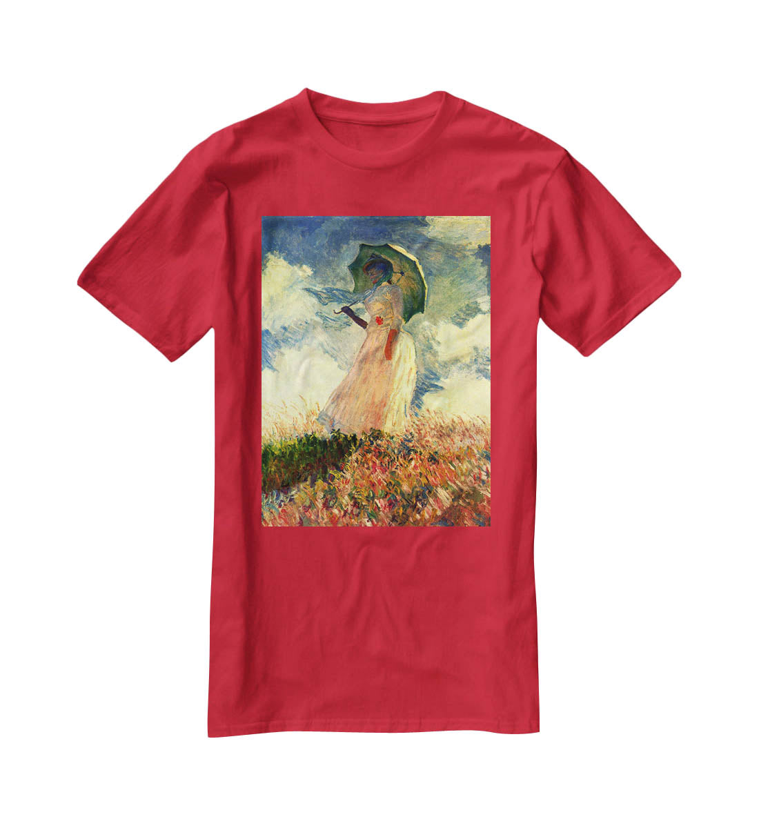 Woman with sunshade by Monet T-Shirt - Canvas Art Rocks - 4