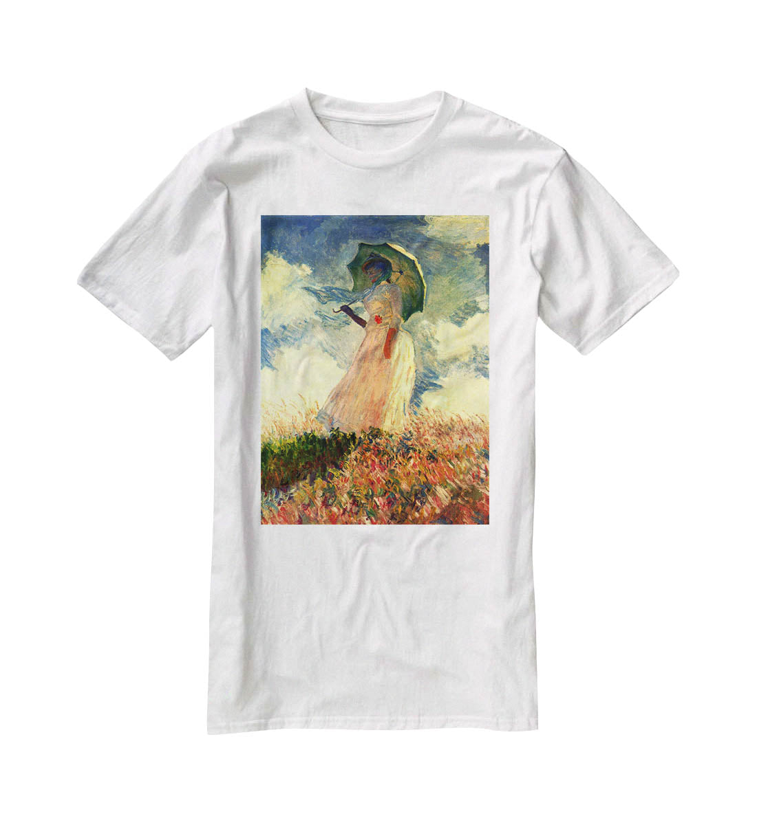 Woman with sunshade by Monet T-Shirt - Canvas Art Rocks - 5