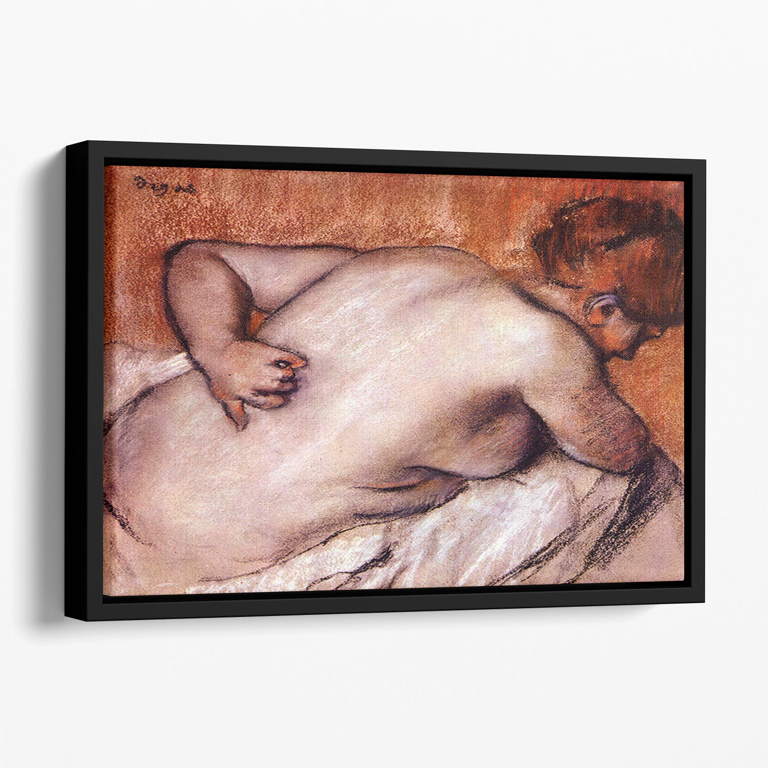 Womans back by Degas Floating Framed Canvas