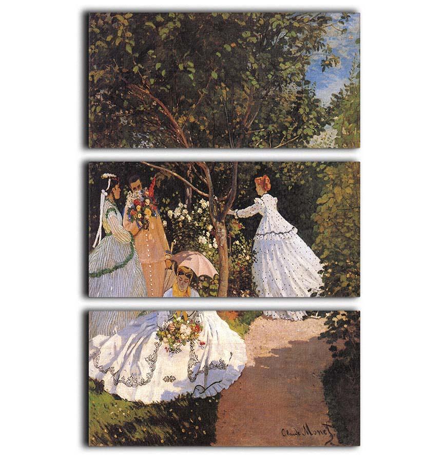 Women in the Garden by Monet 3 Split Panel Canvas Print - Canvas Art Rocks - 1