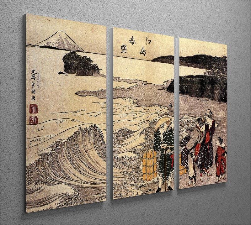 Women on the beach of Enoshima by Hokusai 3 Split Panel Canvas Print - Canvas Art Rocks - 2