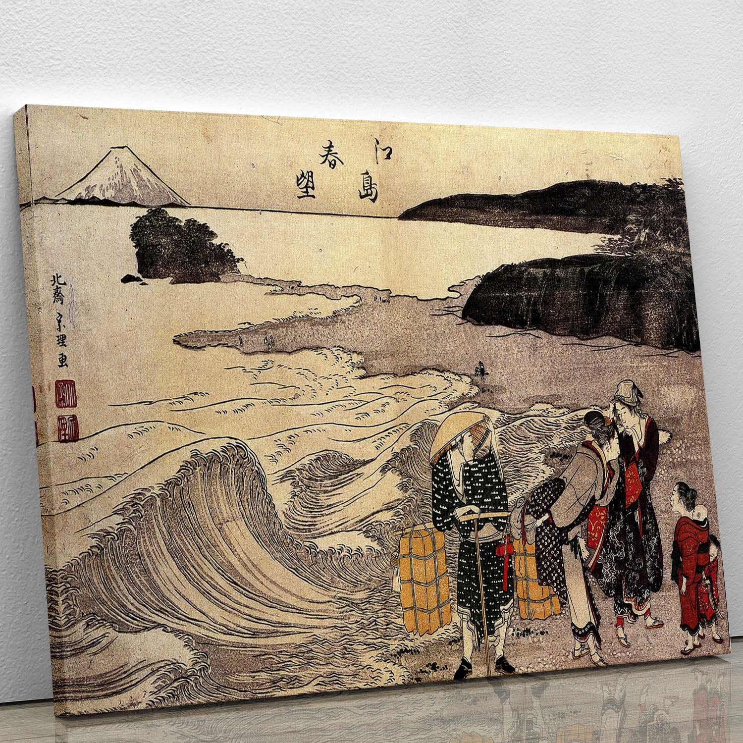 Women on the beach of Enoshima by Hokusai Canvas Print or Poster - Canvas Art Rocks - 1