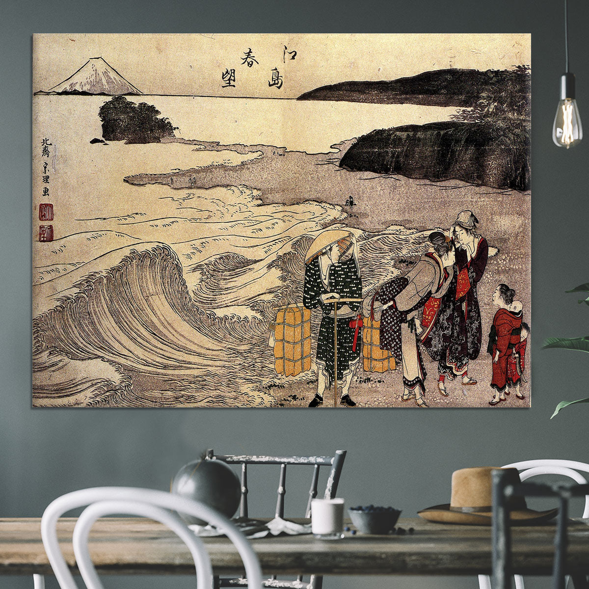 Women on the beach of Enoshima by Hokusai Canvas Print or Poster - Canvas Art Rocks - 3