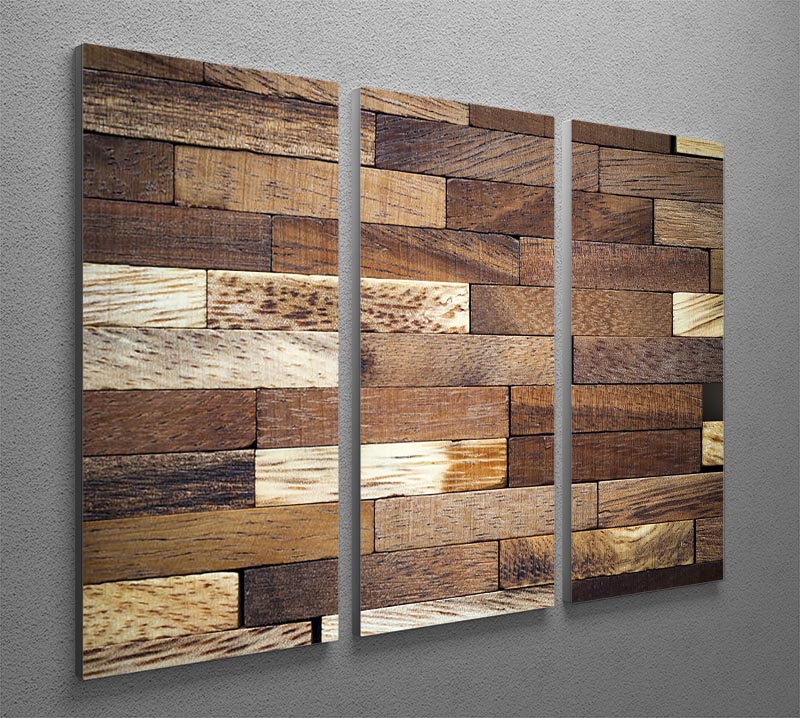 Wooden bars parquet 3 Split Panel Canvas Print - Canvas Art Rocks - 2
