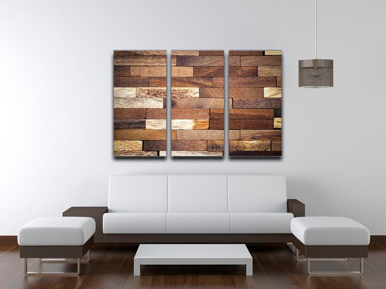 Wooden bars parquet 3 Split Panel Canvas Print - Canvas Art Rocks - 3
