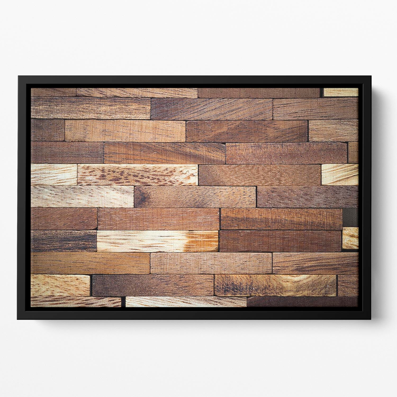 Wooden bars parquet Floating Framed Canvas - Canvas Art Rocks - 2