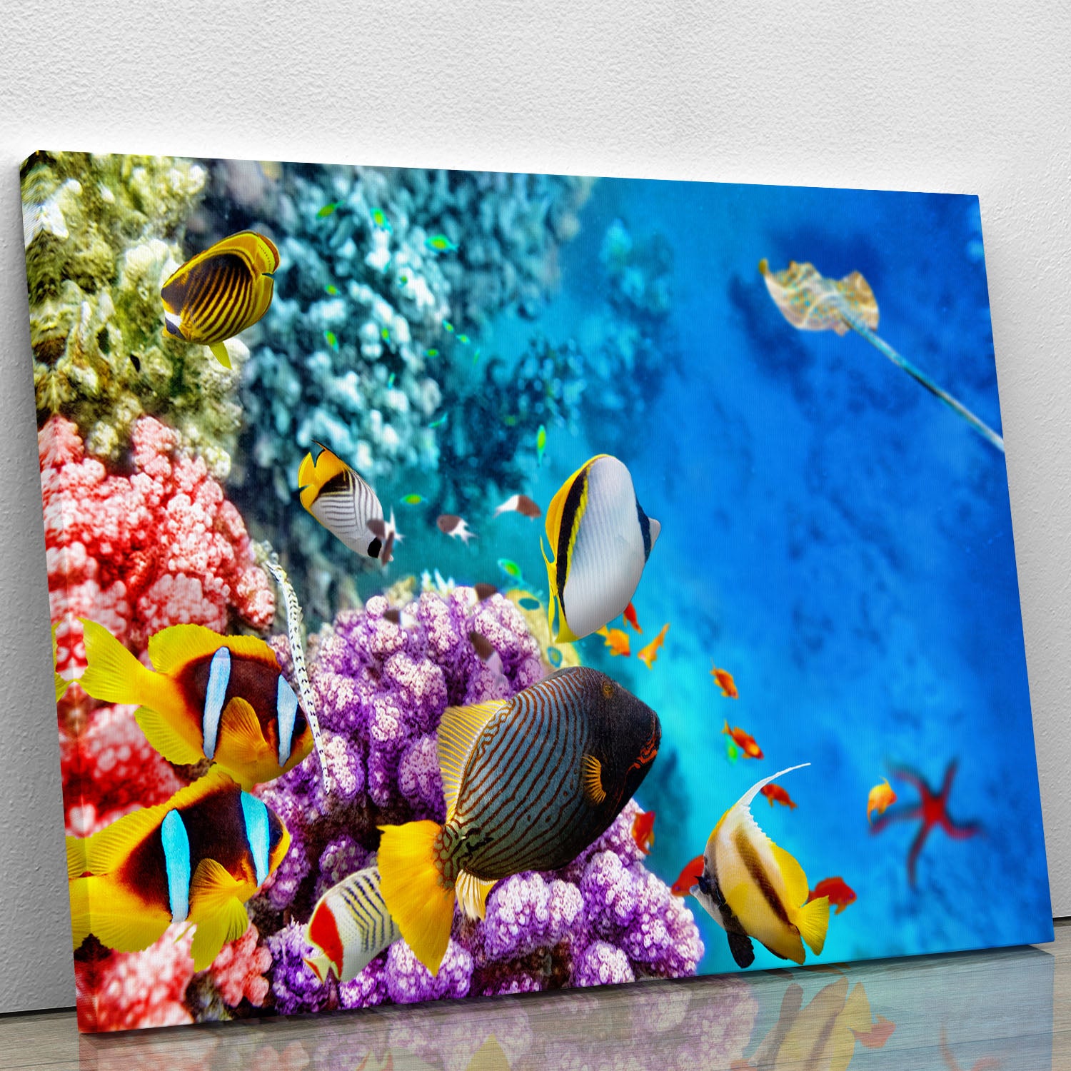 World with corals and tropical fish Canvas Print or Poster - Canvas Art Rocks - 1