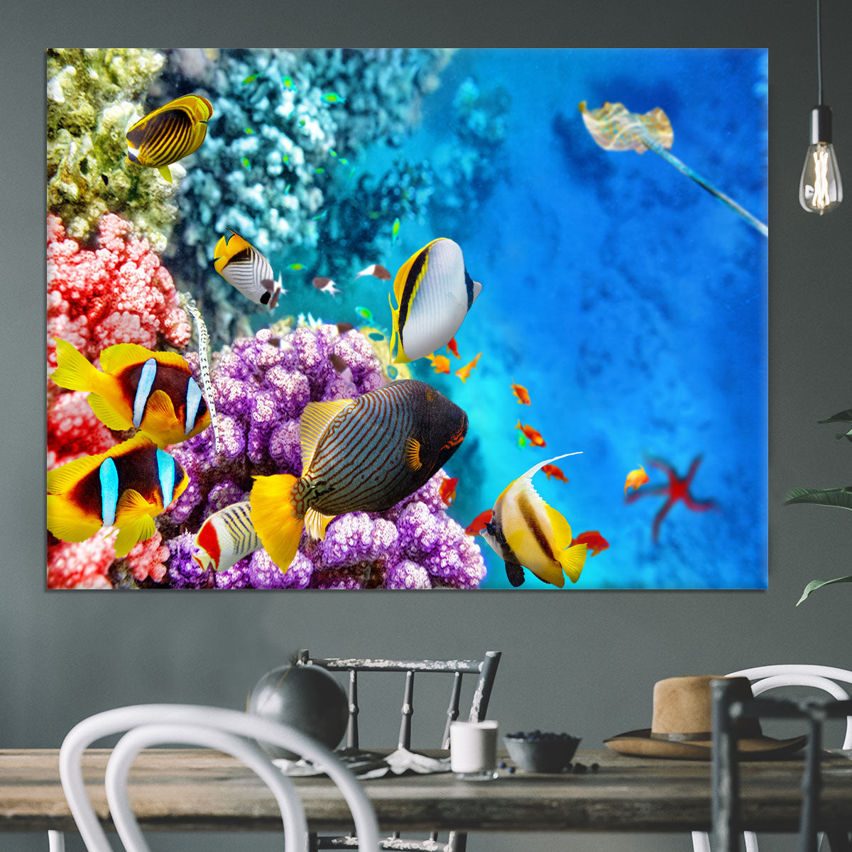 World with corals and tropical fish Canvas Print or Poster - Canvas Art Rocks - 3
