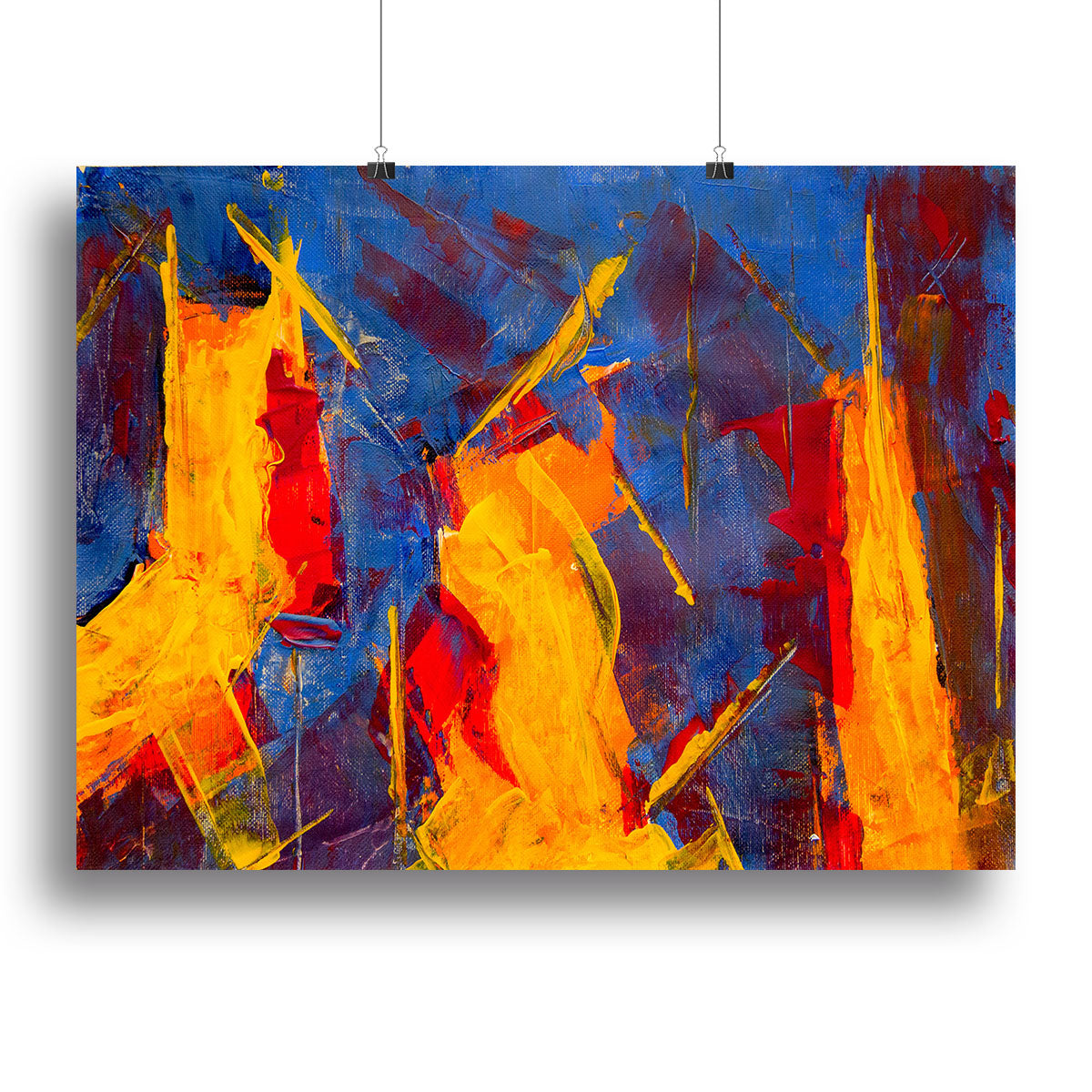 Yellow Blue Brown and Red Abstract Painting Canvas Print or Poster - Canvas Art Rocks - 2