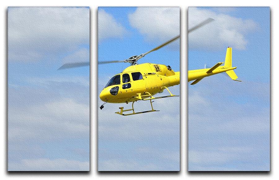 Yellow helicopter in the air 3 Split Panel Canvas Print - Canvas Art Rocks - 1