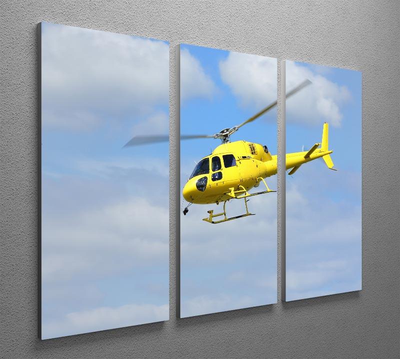 Yellow helicopter in the air 3 Split Panel Canvas Print - Canvas Art Rocks - 2