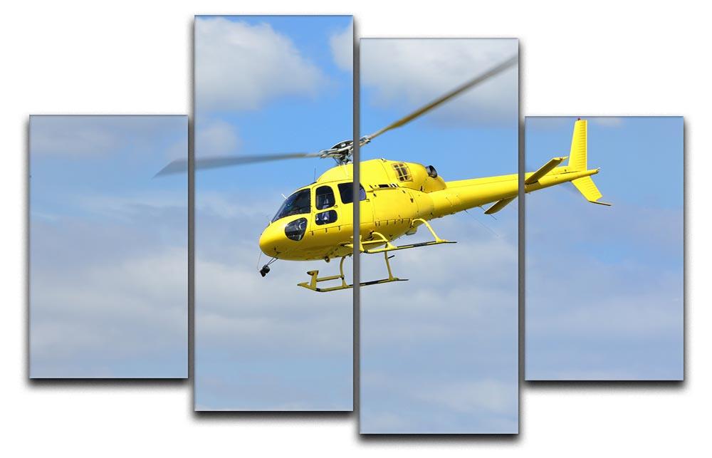 Yellow helicopter in the air 4 Split Panel Canvas  - Canvas Art Rocks - 1