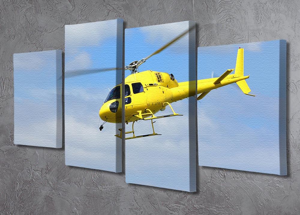 Yellow helicopter in the air 4 Split Panel Canvas  - Canvas Art Rocks - 2