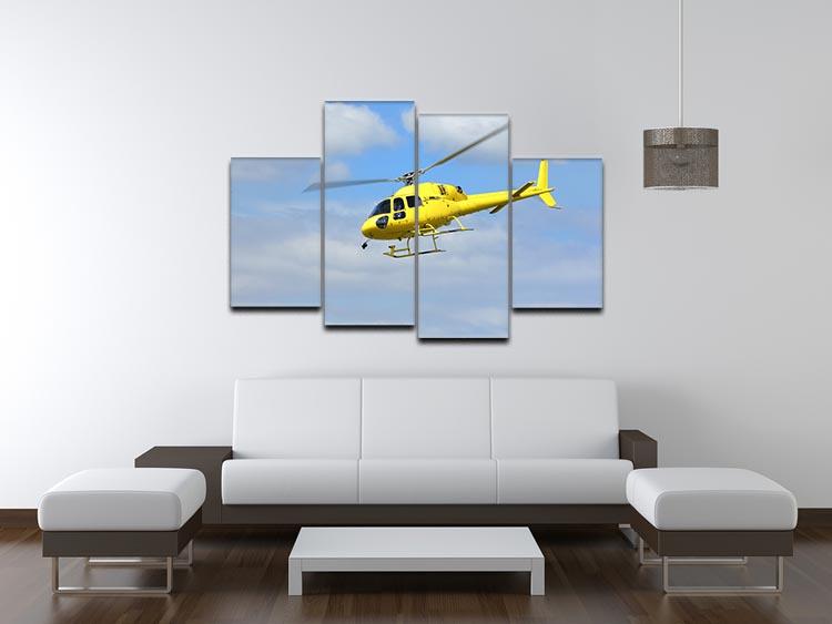 Yellow helicopter in the air 4 Split Panel Canvas  - Canvas Art Rocks - 3