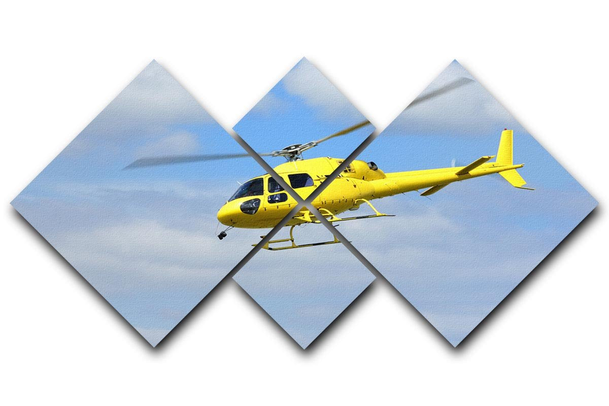 Yellow helicopter in the air 4 Square Multi Panel Canvas  - Canvas Art Rocks - 1