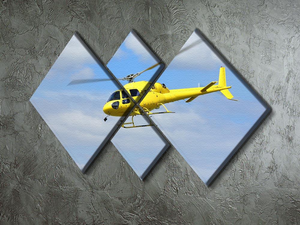 Yellow helicopter in the air 4 Square Multi Panel Canvas  - Canvas Art Rocks - 2