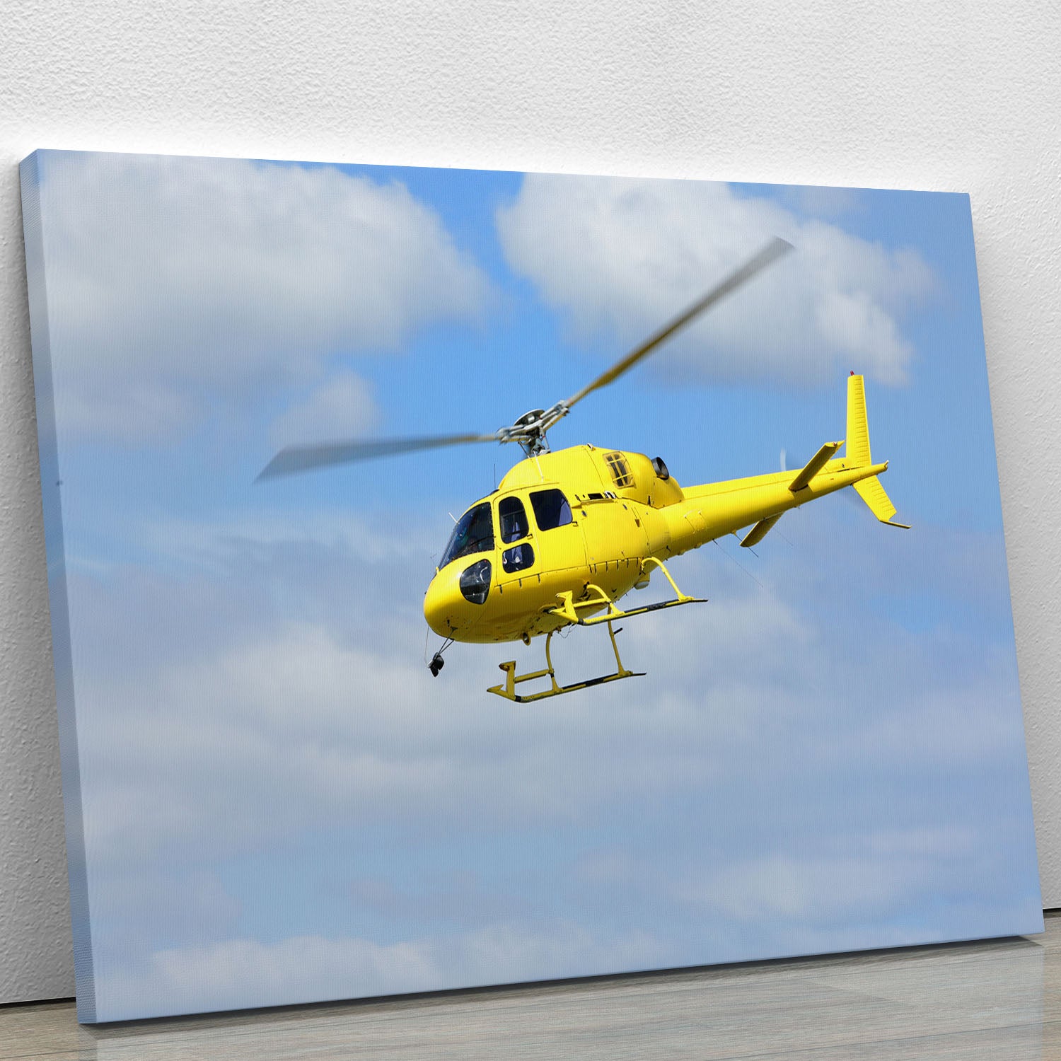 Yellow helicopter in the air Canvas Print or Poster - Canvas Art Rocks - 1