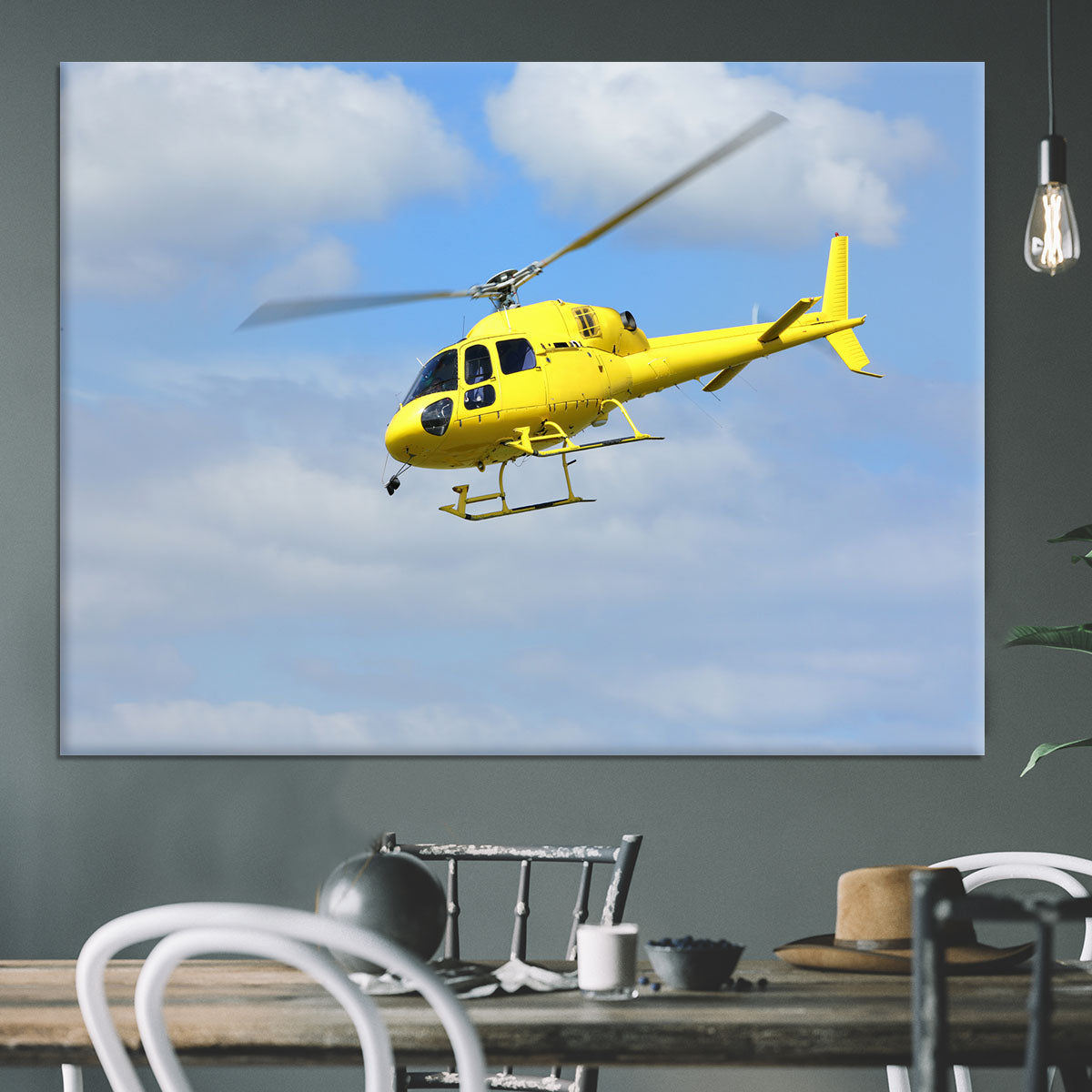 Yellow helicopter in the air Canvas Print or Poster - Canvas Art Rocks - 3