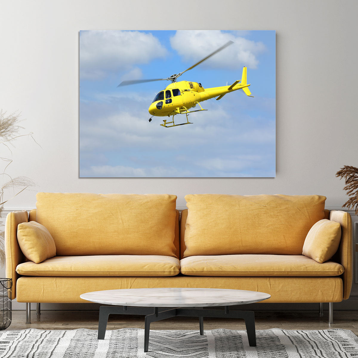 Yellow helicopter in the air Canvas Print or Poster - Canvas Art Rocks - 4