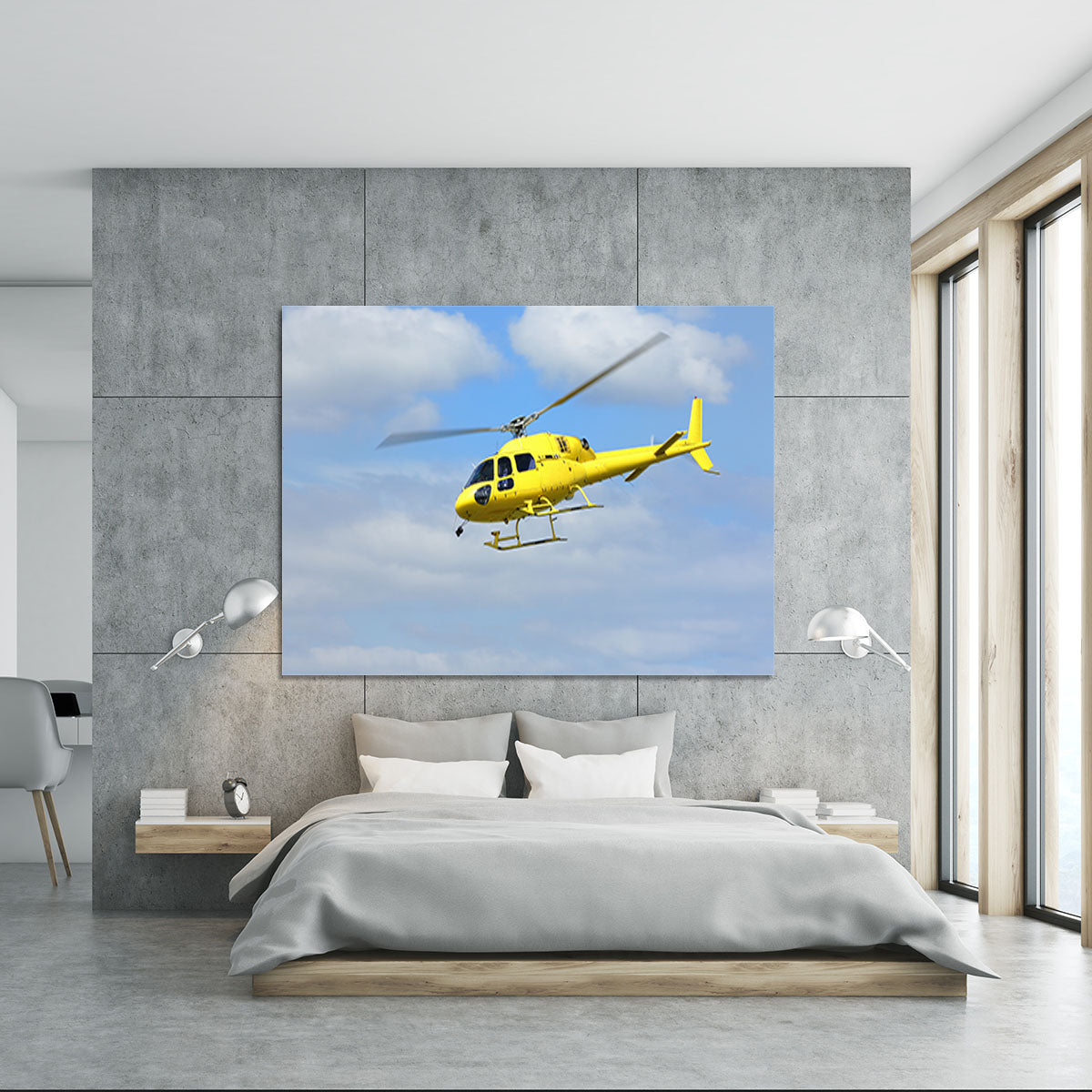 Yellow helicopter in the air Canvas Print or Poster - Canvas Art Rocks - 5