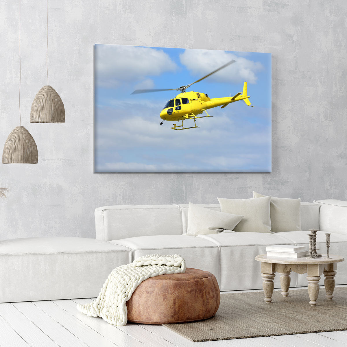 Yellow helicopter in the air Canvas Print or Poster - Canvas Art Rocks - 6