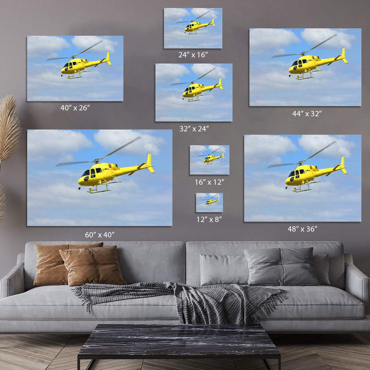 Yellow helicopter in the air Canvas Print or Poster - Canvas Art Rocks - 7