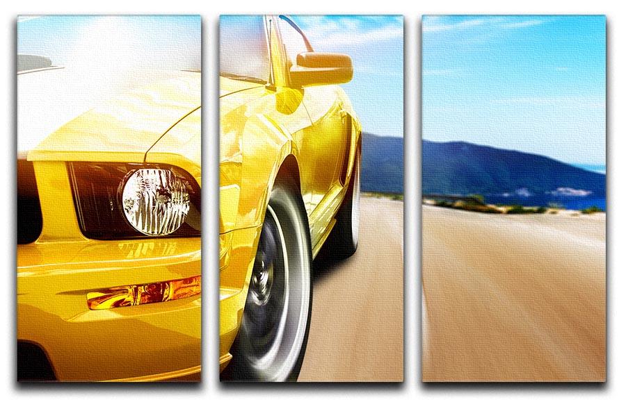 Yellow sport car 3 Split Panel Canvas Print - Canvas Art Rocks - 1