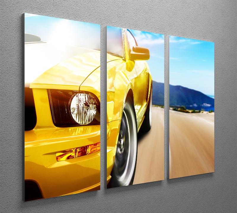 Yellow sport car 3 Split Panel Canvas Print - Canvas Art Rocks - 2