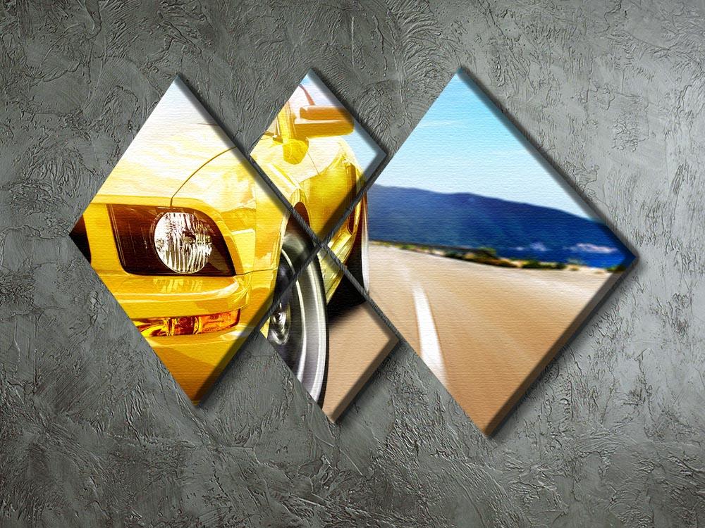 Yellow sport car 4 Square Multi Panel Canvas  - Canvas Art Rocks - 2