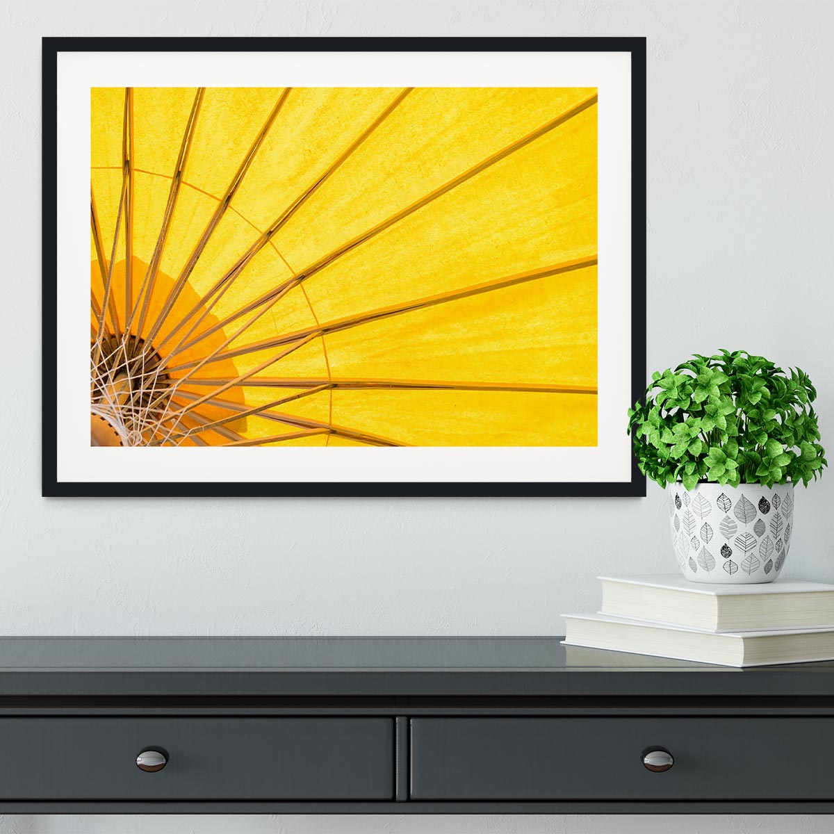 Yellow umbrella background Framed Print - Canvas Art Rocks - 1