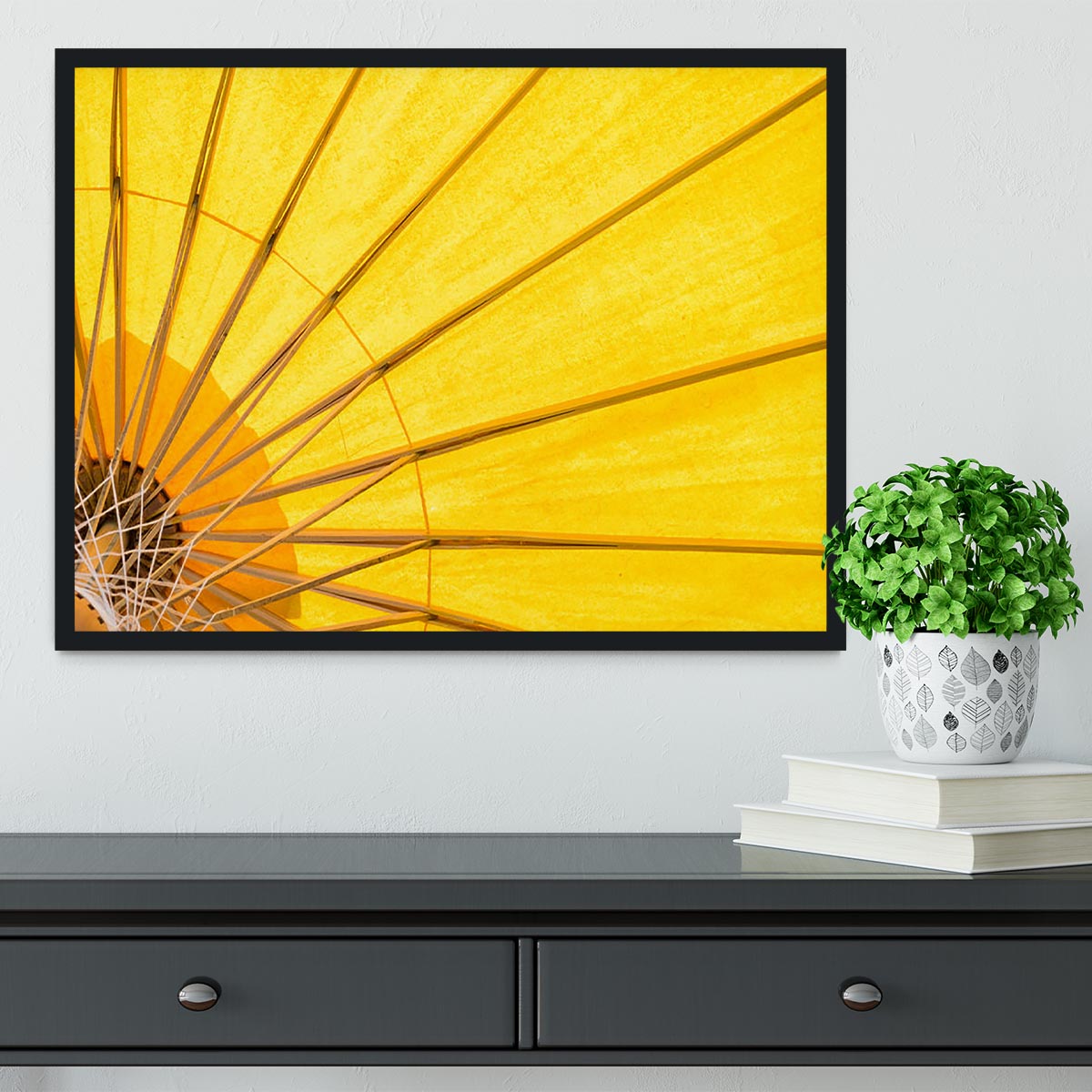 Yellow umbrella background Framed Print - Canvas Art Rocks - 2