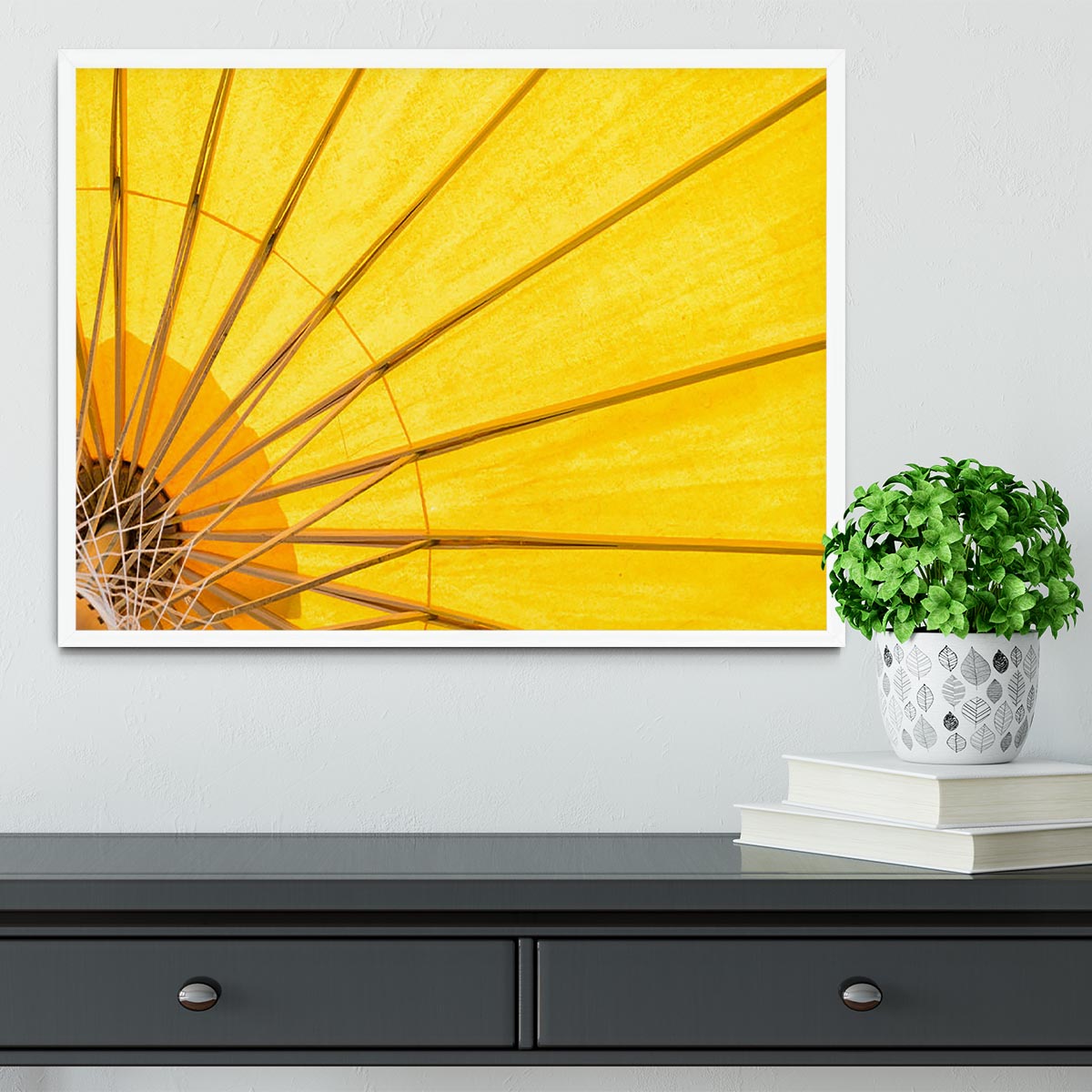 Yellow umbrella background Framed Print - Canvas Art Rocks -6