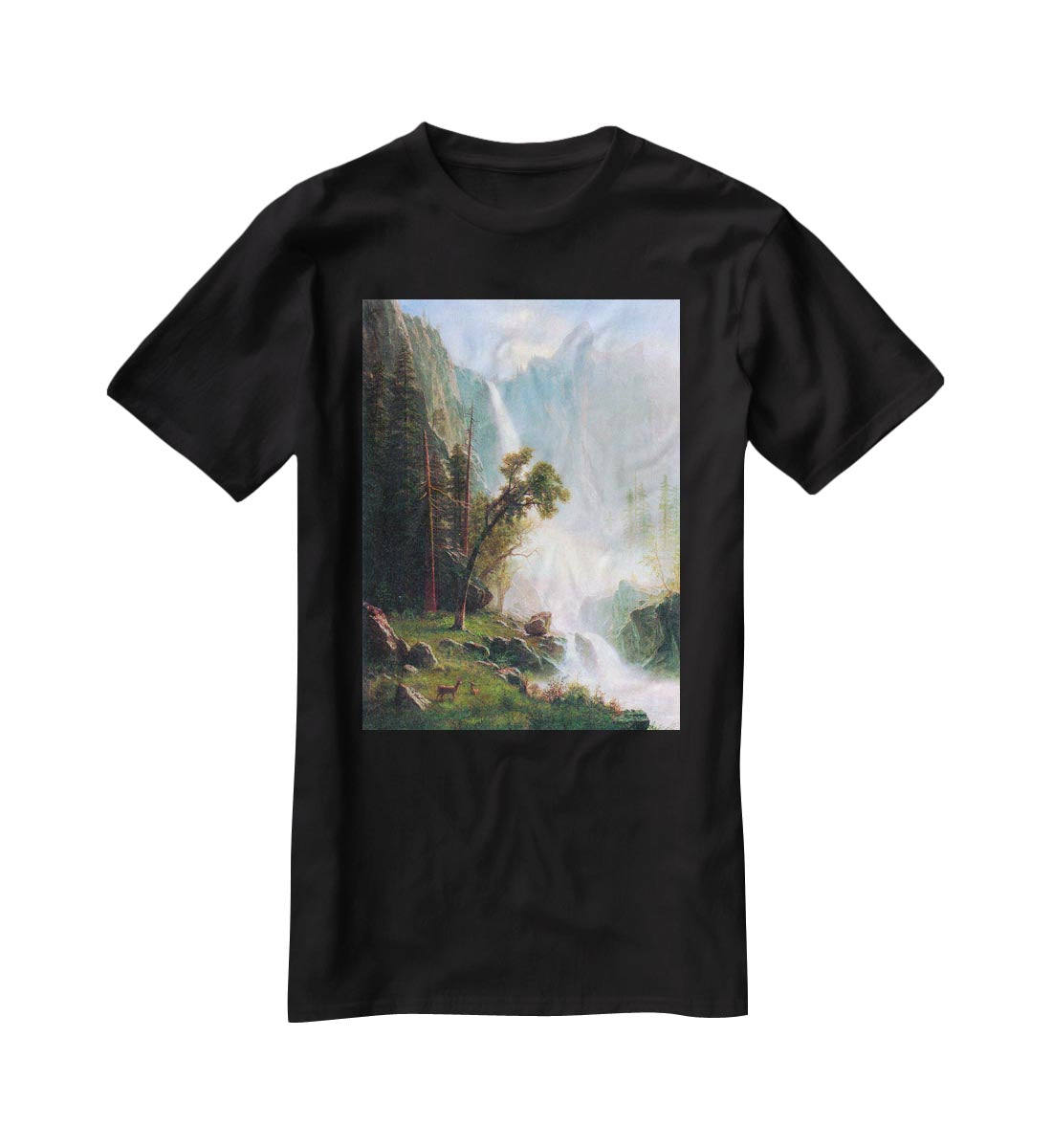 Yosemite Falls by Bierstadt T-Shirt - Canvas Art Rocks - 1
