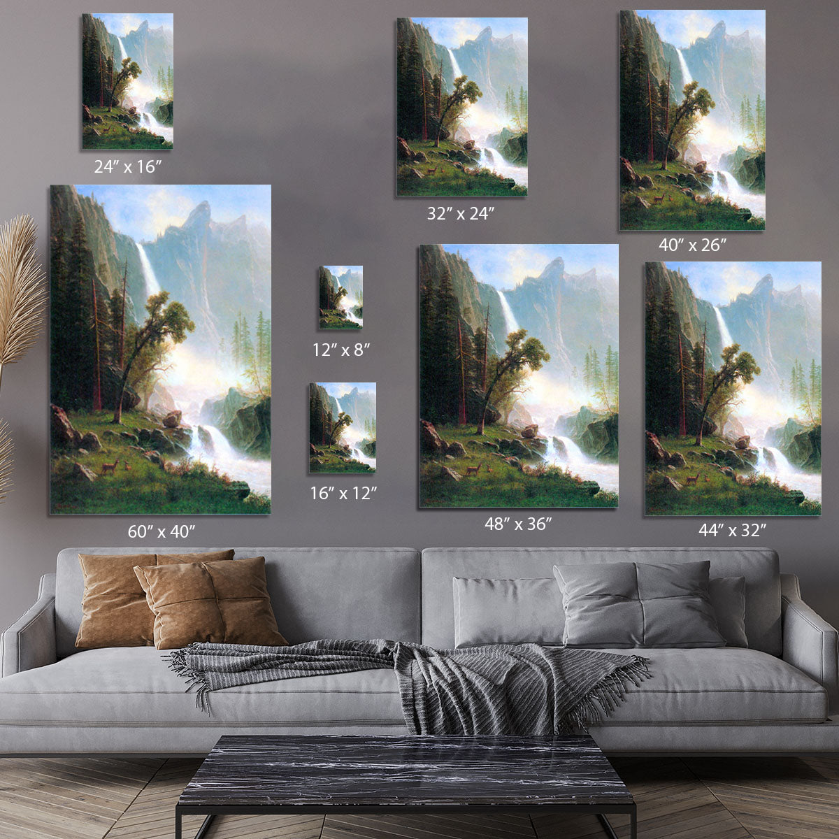 Yosemite Falls by Bierstadt Canvas Print or Poster - Canvas Art Rocks - 7